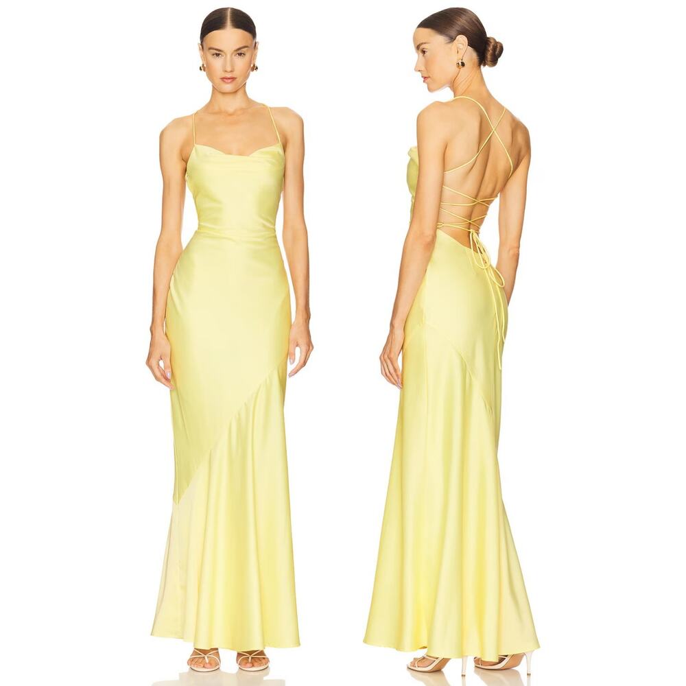 Nookie Entice Drape Gown Maxi Satin Party Formal Evening Prom Gala Cocktail XS